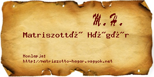Matriszottó Hágár névjegykártya